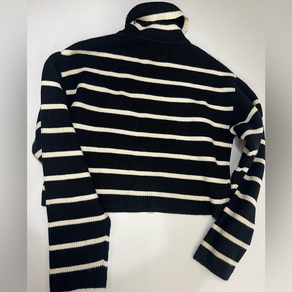 Zara Black and White Turtleneck Sweater with Stripes - Picture 7 of 10